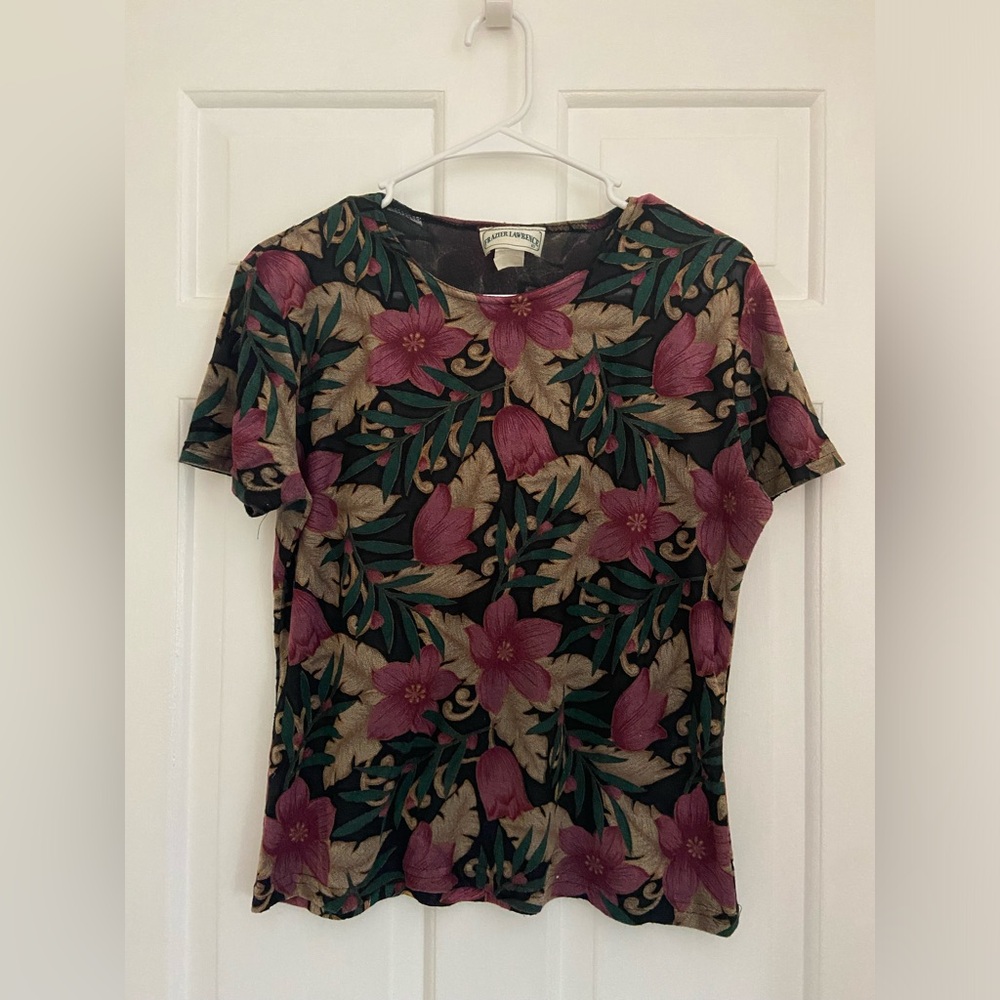 Vintage Frazier Lawrence Floral Short Sleeve Blouse